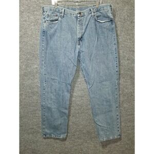 Wrangler Mens Jeans 40x32 Relaxed Fit‎ Light Wash Denim Blue Cotton